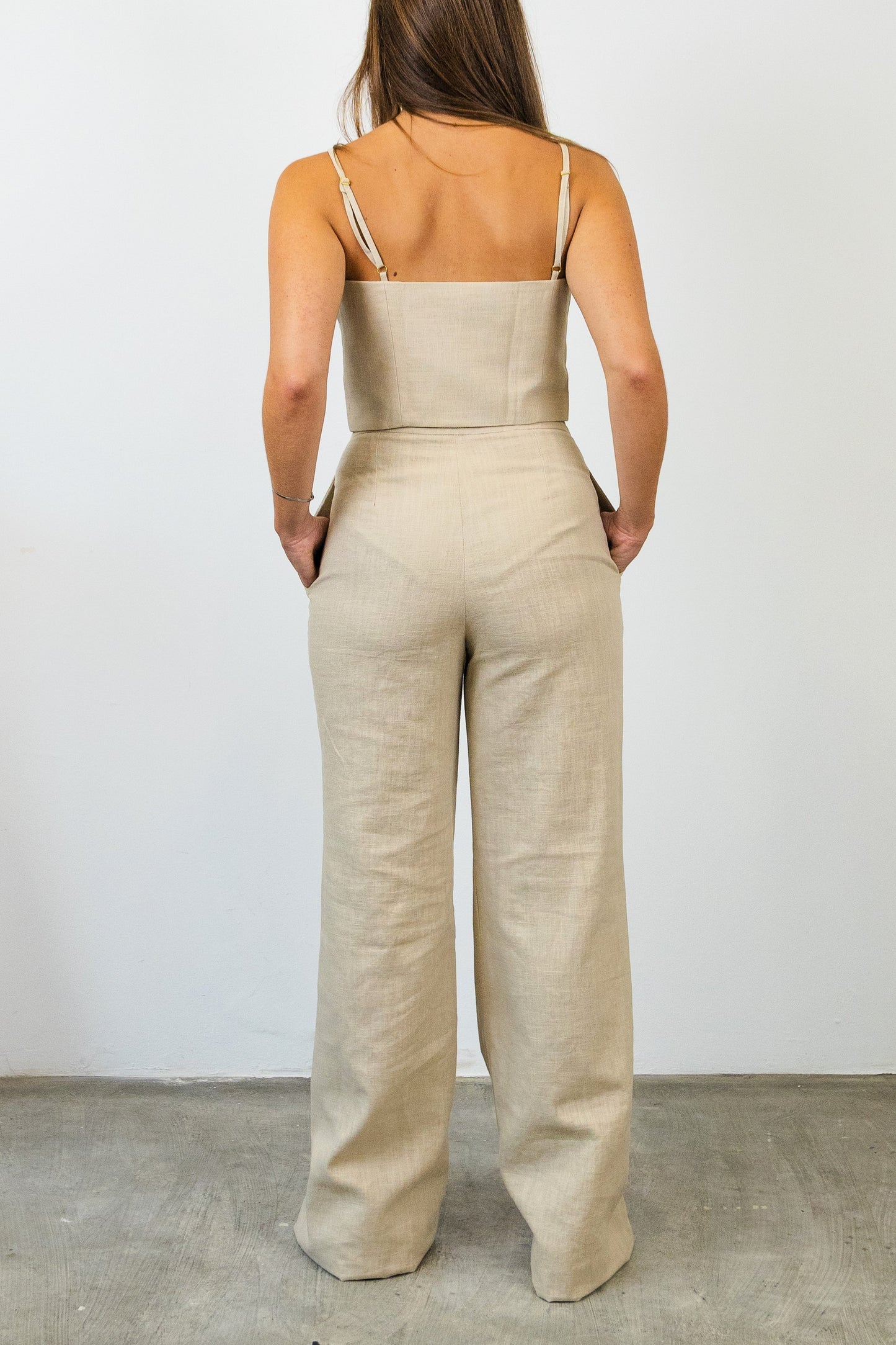 Bell-bottom Trousers in raw Linen