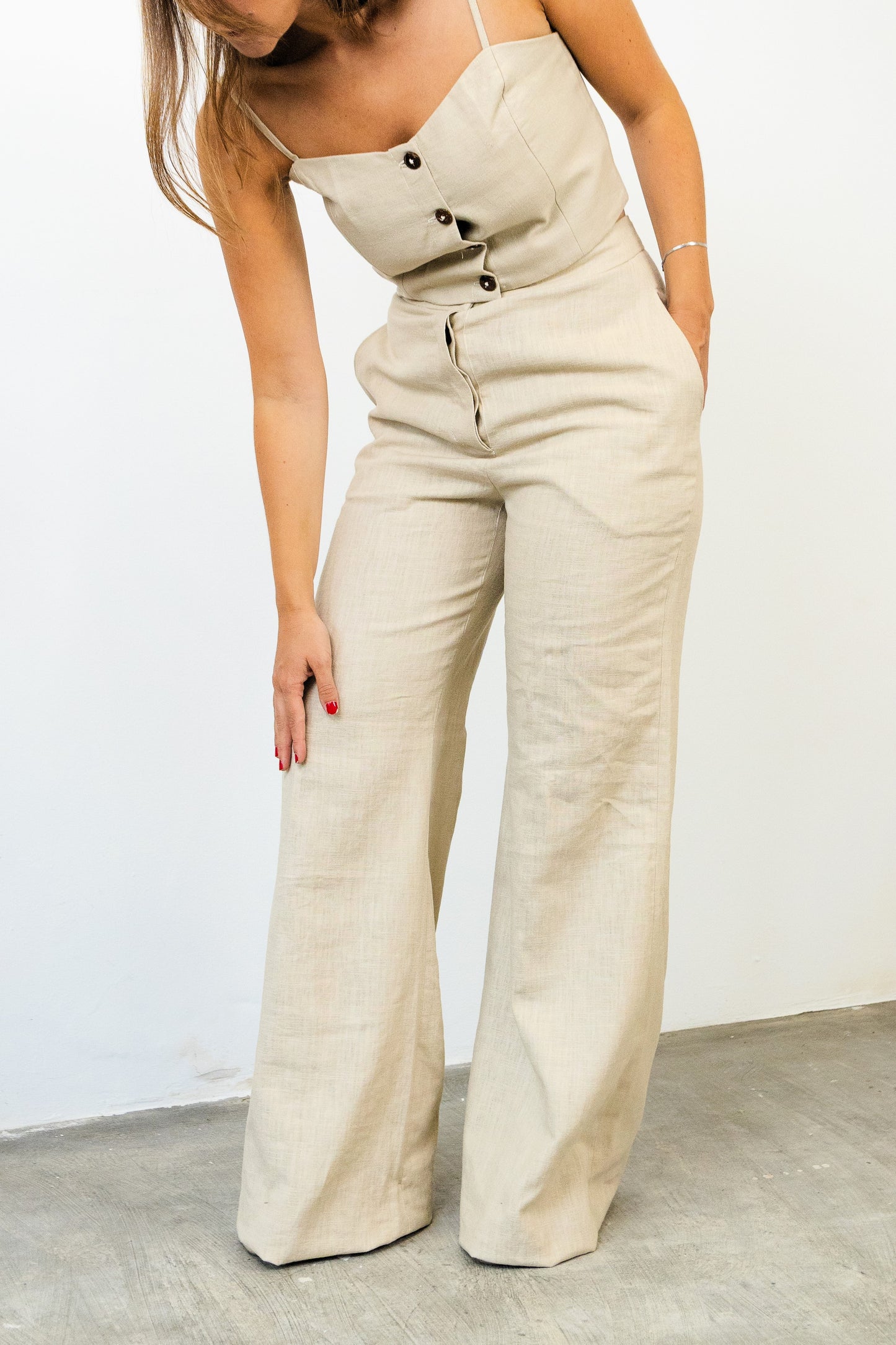 Bell-bottom Trousers in raw Linen